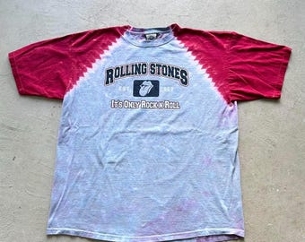 Vintage Rolling Stones Gray and Red Liquid Blue Tie Dye Tee