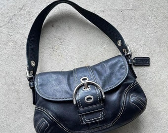 Vintage Y2K Coach negro Mini Soho bolso de hombro de cuero