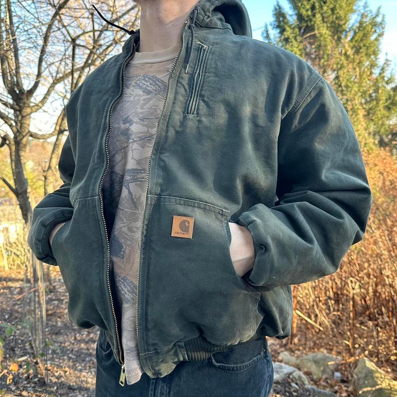 Vintage Carhartt Green Hooded Jacket - Etsy