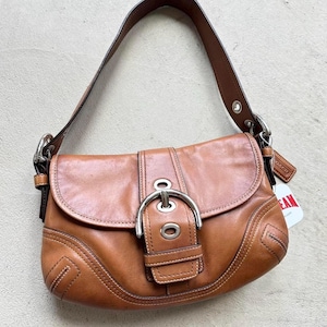 Vintage Y2K Coach Caramel Brown Mini Soho Leather Shoulder Bag