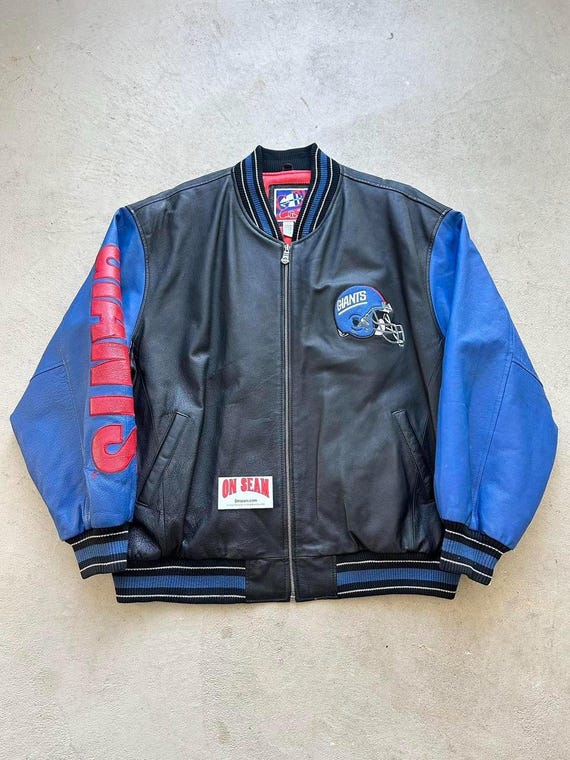 90's Vintage NFL New York Giants Leather Jacket - Etsy
