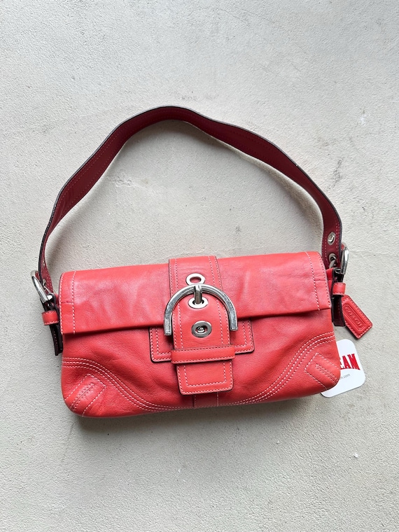 Vintage Coach Red Square Soho Shoulder Bag - Etsy