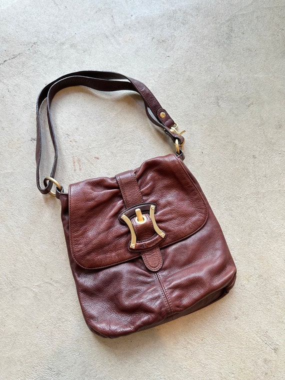 Vintage B. Makowsky Brown Leather Crossbody Bag