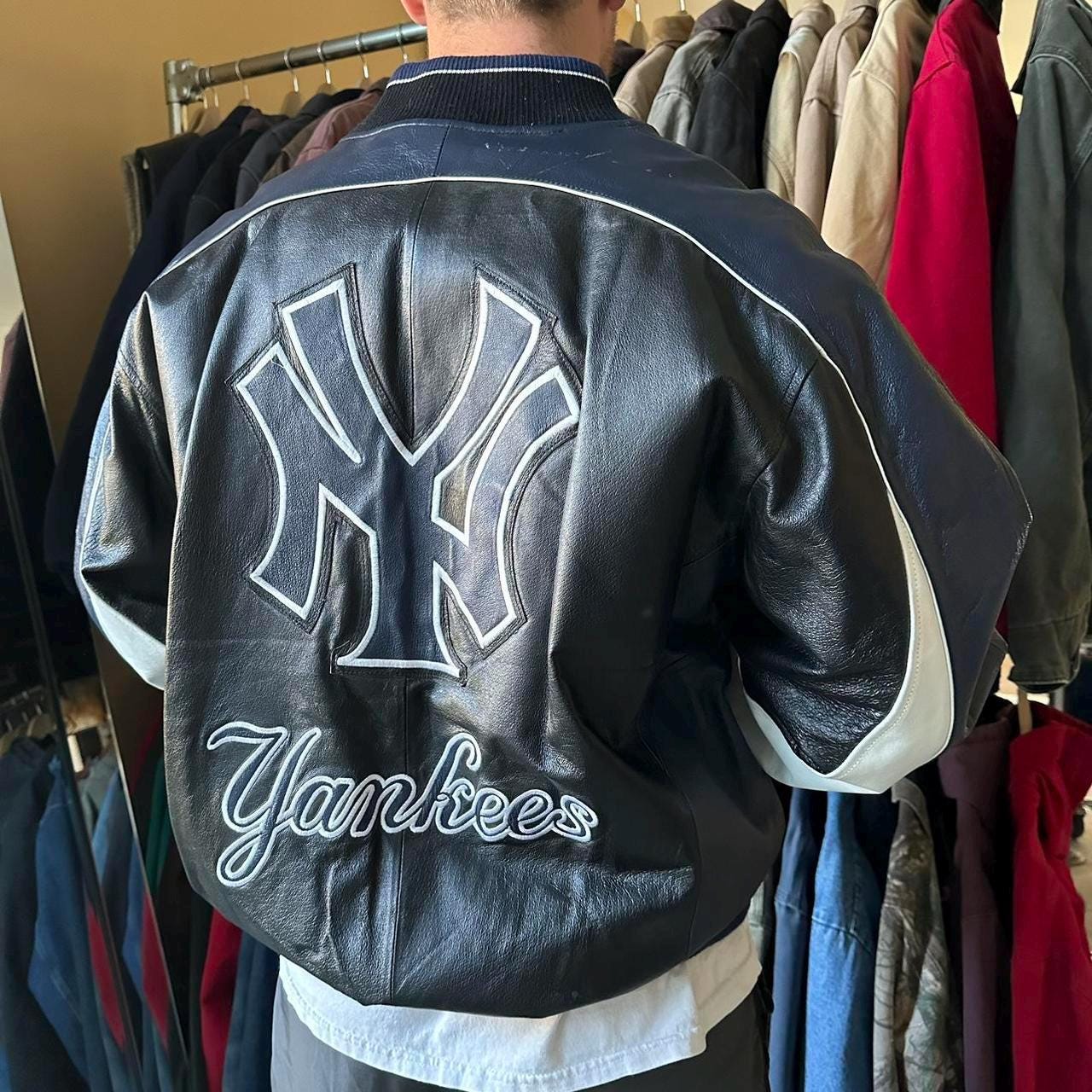 Vintage New York Yankees Leather Jacket - Etsy Vintage New York Yankees Leather Jacket - Etsy