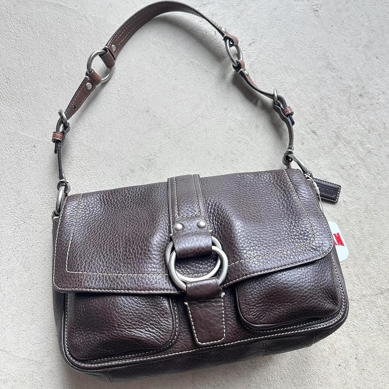 Vintage Y2K Coach Brown Square Soho Style Leather Shoulder