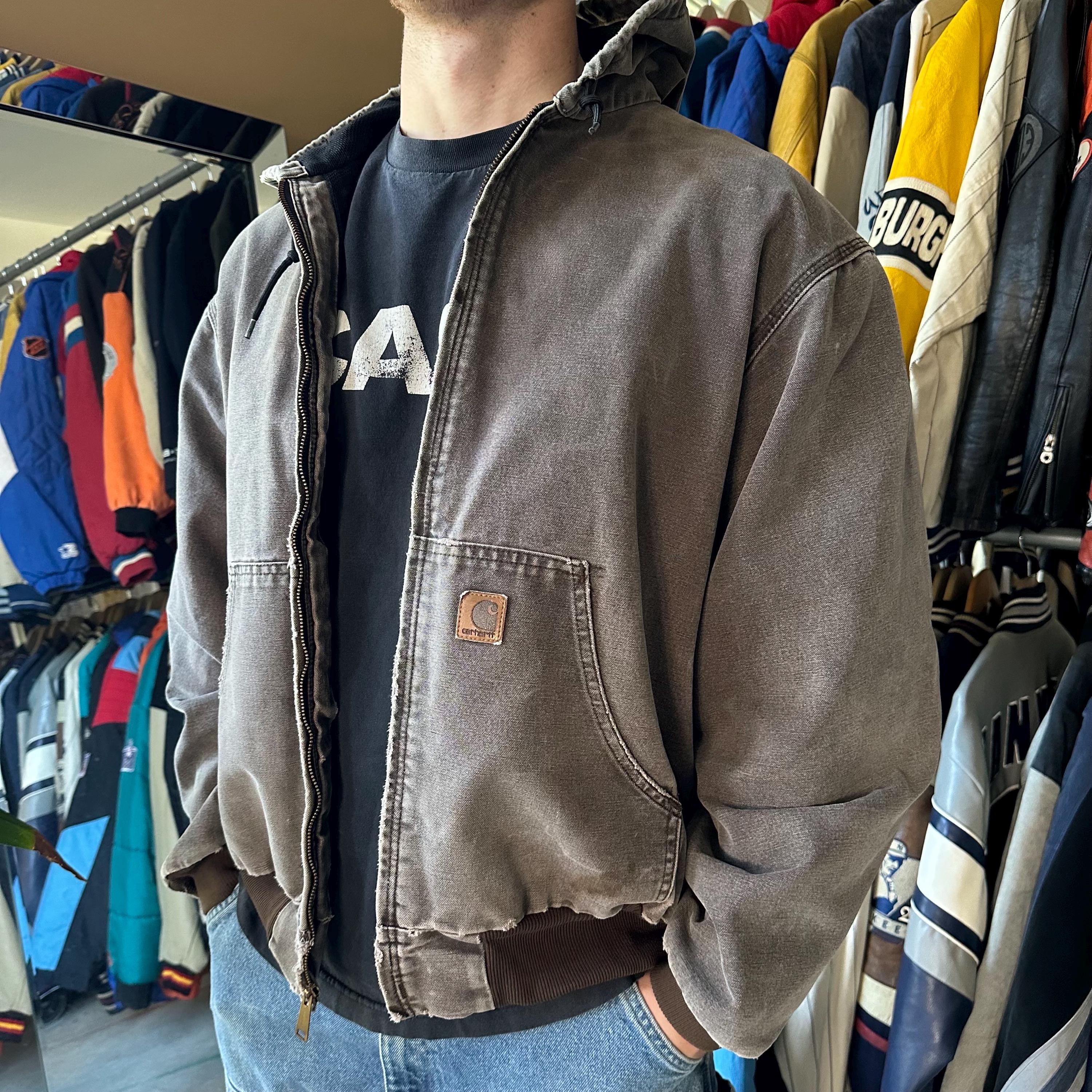 Vintage Carhartt Faded Brown Hooded Jacket - Etsy Vintage Carhartt Faded Brown Hooded Jacket - Etsy