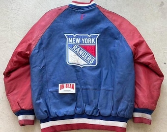 RARE 90's Vintage NHL New York Rangers Leather Jacket