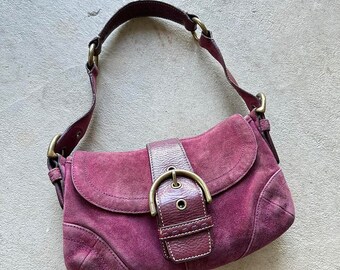 Vintage Y2K Coach Plum Mini Suede Soho Shoulder Bag