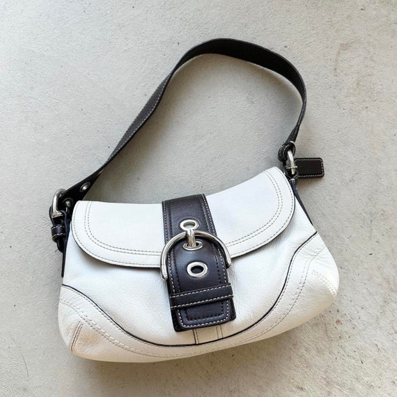 Vintage Y2K Coach White Leather Mini Soho Shoulder