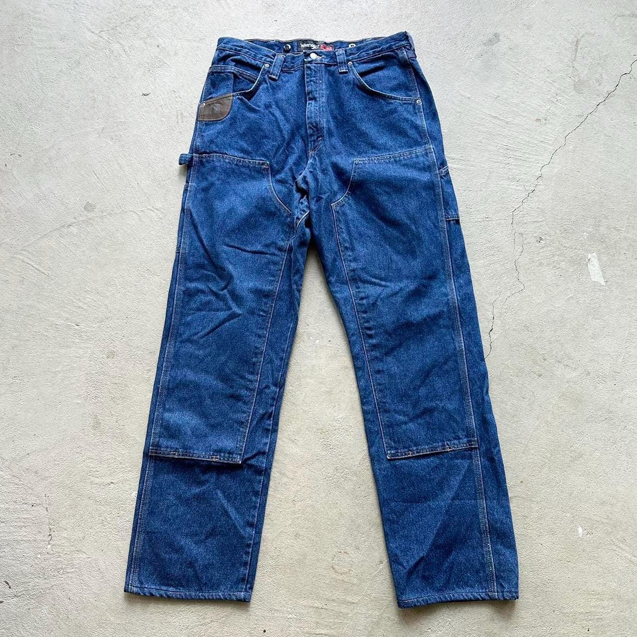 【2plan】Western wide double knee denim Vintage Wrangler Dark Wash Double Knee Denim Pants - Etsy