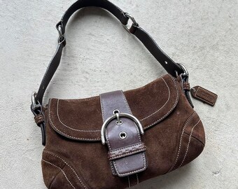 Vintage Y2K Coach Brown Suede Mini Soho Shoulder Bag