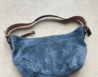 Vtg 90s BLUE COACH BAG : Vintage Navy Blue Leather Over the