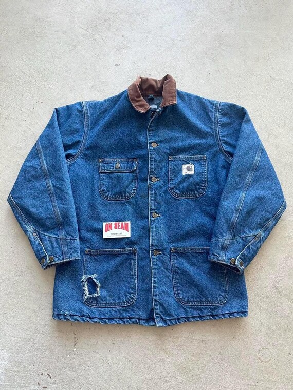 ジャケット・アウター carhartt denimcoverall 70s chorecoat USA Vintage 70s Carhartt Blanket Lined Chore Coat Work Jacket