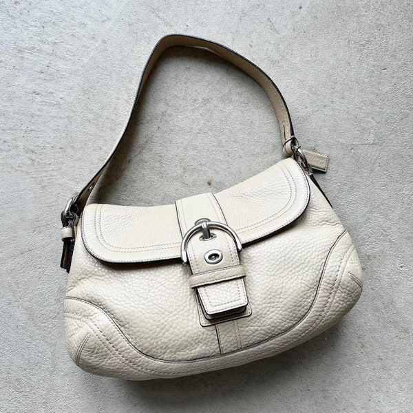 Vintage Y2K Coach Cream Leather Soho Shoulder Bag