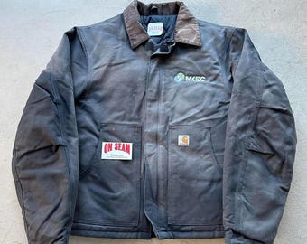 ICONIC 90s Carhartt Zip up Coat Jacket Hooded XL Workman Carpenter