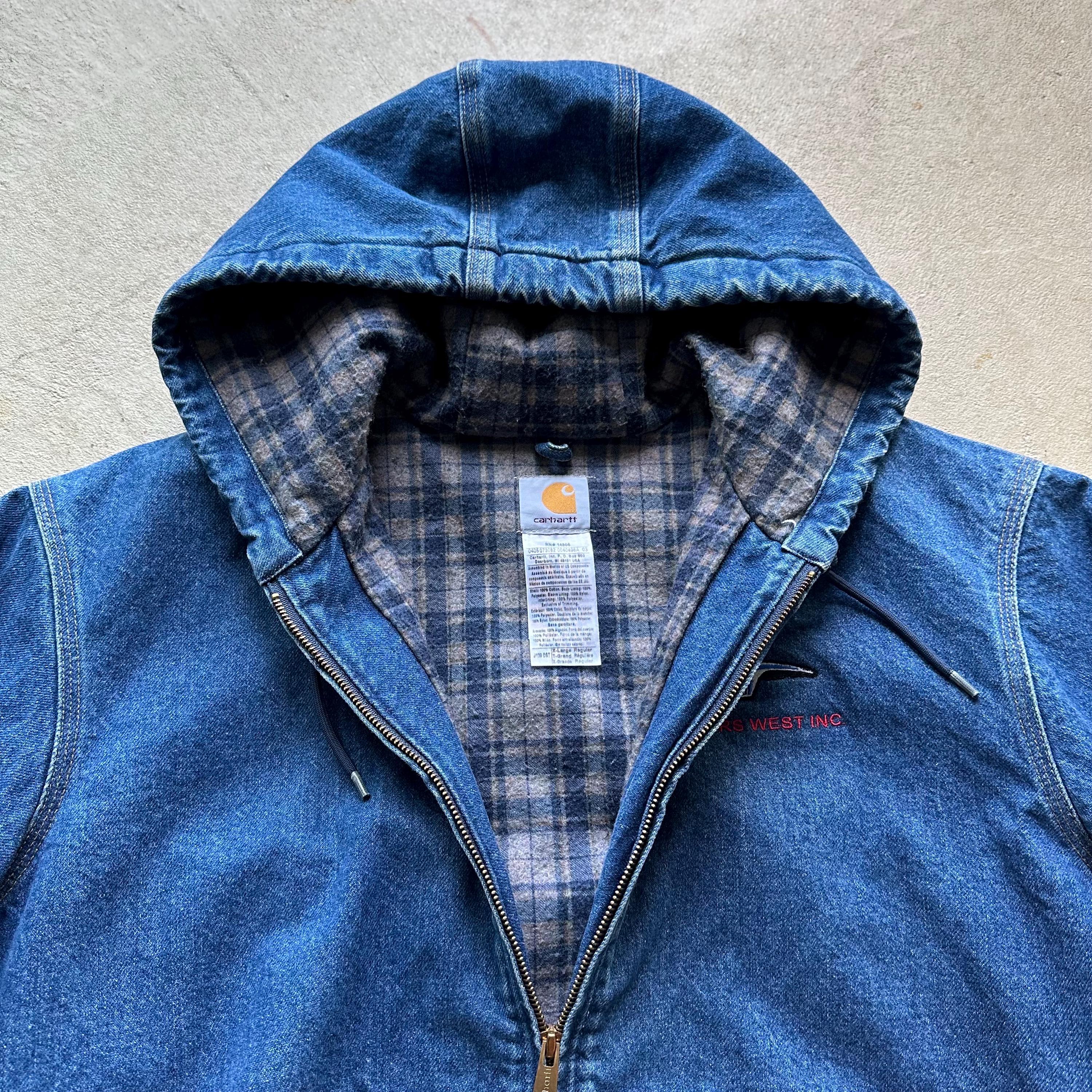 Vintage Carhartt Denim Hooded Jacket - Etsy