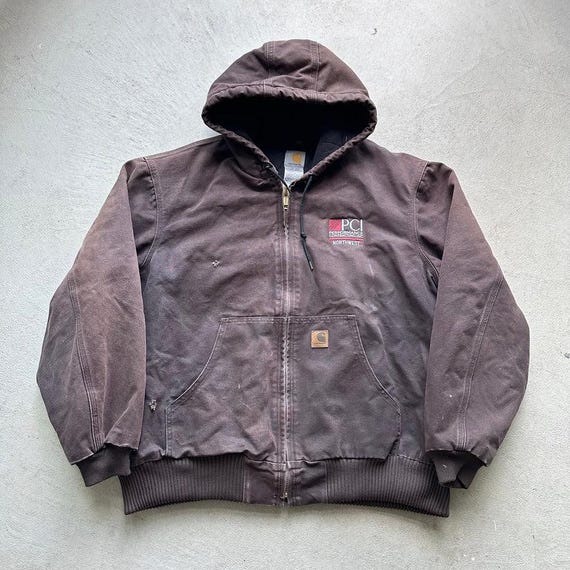 Vintage Carhartt Brown Hooded Jacket - Etsy Vintage Carhartt Brown Hooded Jacket - Etsy