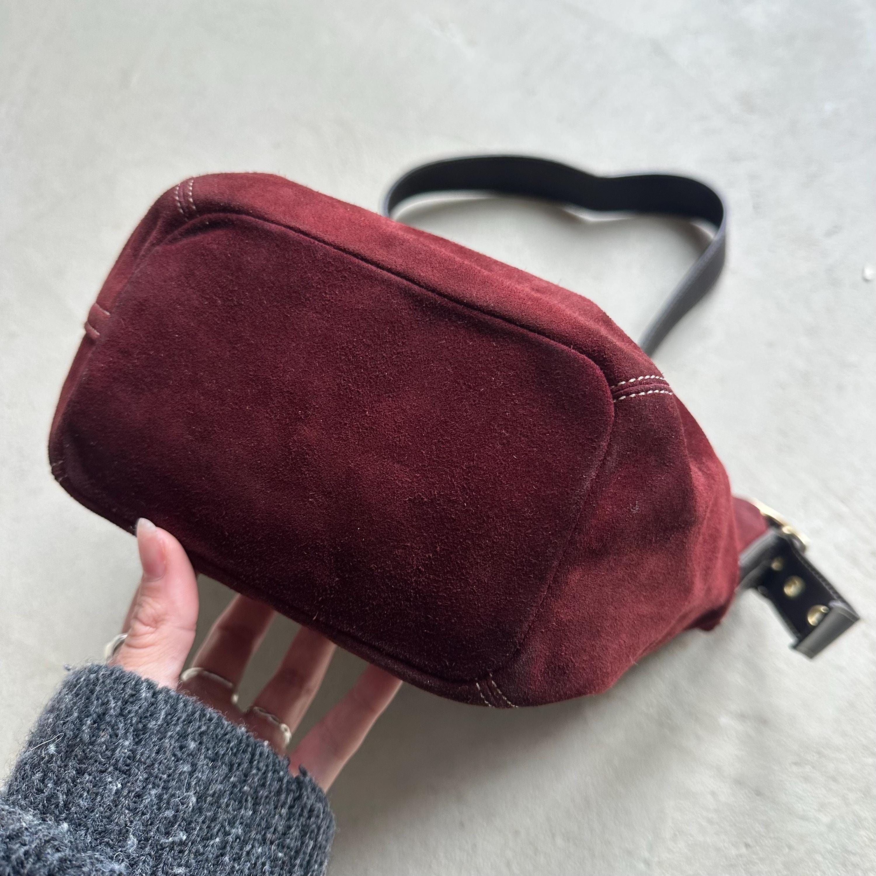 Vintage Coach Red Suede Shoulder Bag - Etsy