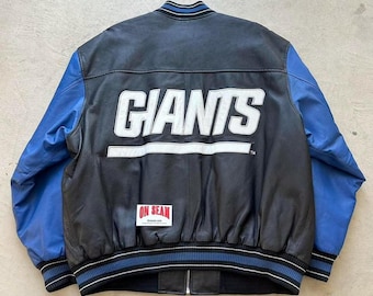 Chaqueta de cuero vintage de los New York Giants de la NFL de los años 90