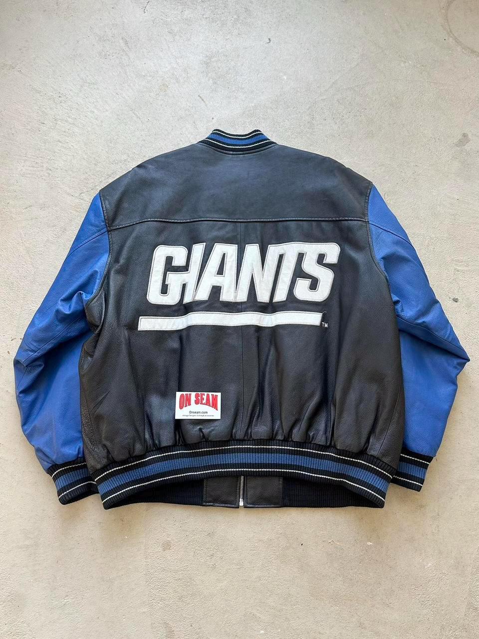 90's Vintage NFL New York Giants Leather Jacket - Etsy