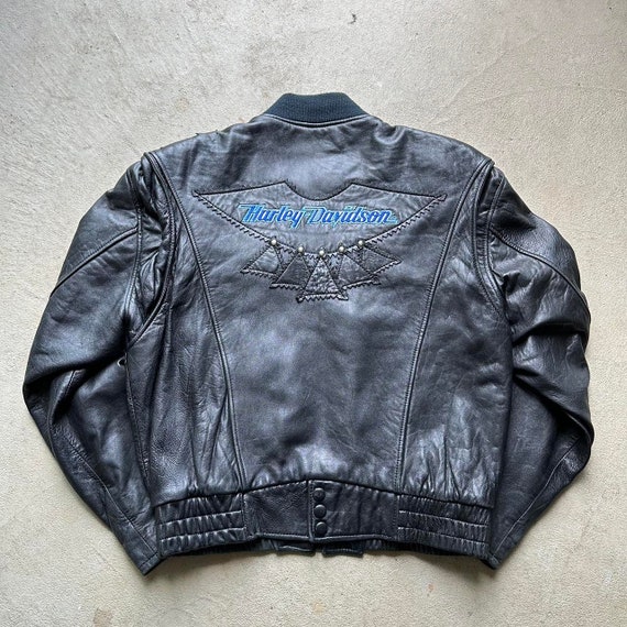 Vintage Harley Davidson Leather Bomber Jacket - L - image 1