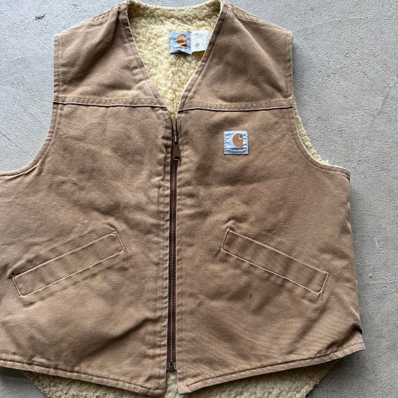 Vintage Carhartt Tan Sherpa Vest - image 3