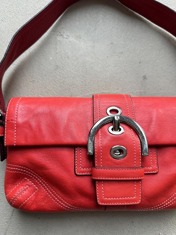 Vintage Coach Red Square Soho Shoulder Bag - Etsy