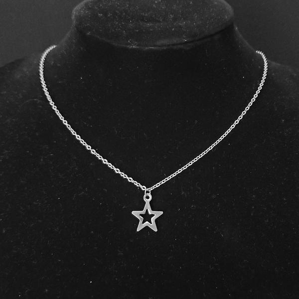 star necklace | stainless steel star choker goth alternative aesthetic jewellery accessories alt chainmail y2k 2000s fairycore minimalist
