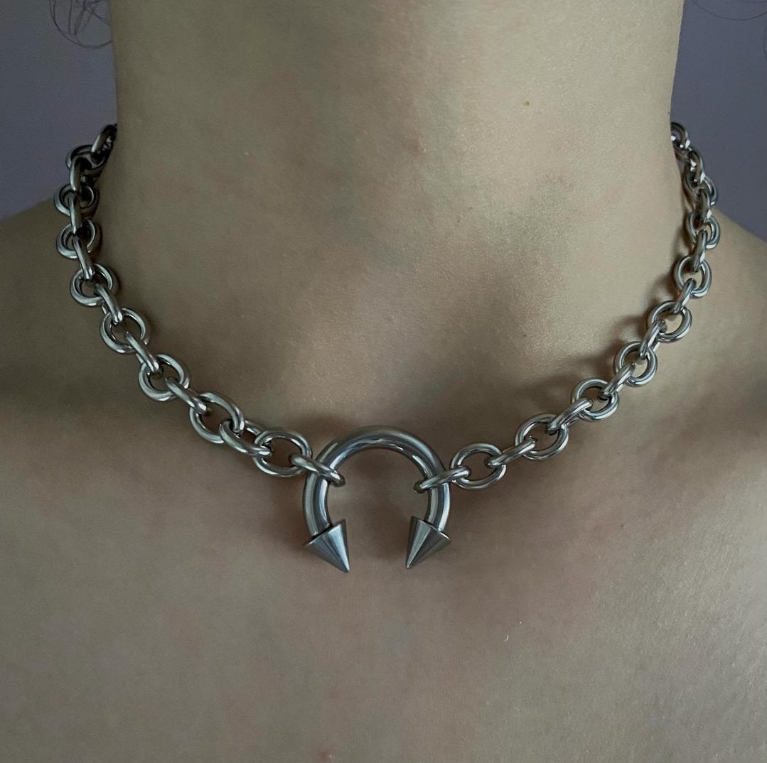 *日本未入荷* OHT NYC Silver Bold Barbell Piercing Choker gold-bold-barbell-piercing-