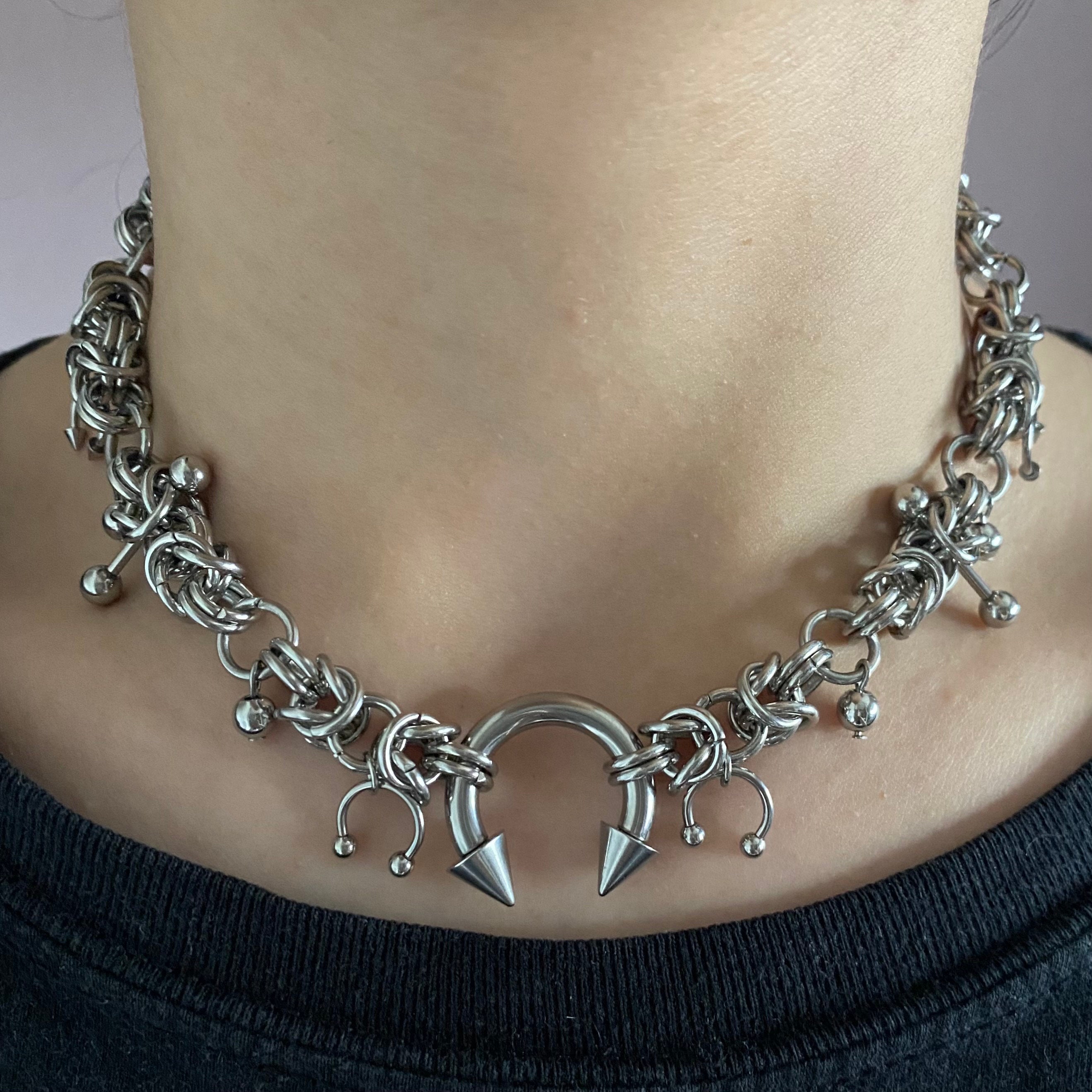 PIERCED 2 - Stainless Steel Chainmaille Choker Necklace Goth Alternative Grunge Jewellery Alt Chain Punk Piercing Septum Chunky Byzantine - Etsy PIERCED 2 - Stainless Steel Chainmaille Choker Necklace Goth Alternative Grunge Jewellery Alt Chain Punk Piercing Septum Chunky Byzantine - Etsy