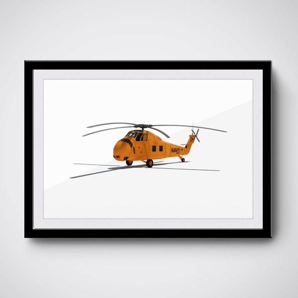 Printable Aviation Art for Kids Room Sikorsky H34 Helicopter Watercolor Aviation Poster Wall Decor Sikorsky H34 Helicopter Art Print