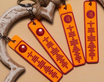Keychain with Spotify Code | Personalized gift for music lovers | Retro Sunset Mixtape Edition | Orange Purple | 3D Print
