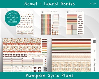 Pumpkin Spice Planner Stickers – Weekly Kit, LD Scout (Digital Download, PDF & Cricut Files Included)