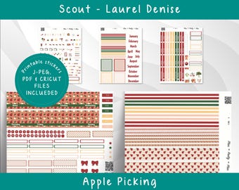SCOUT LAUREL DENISE (Large) 302 Apple Picking Weekly Kit - Monthly Kit, Printable Planner Stickers