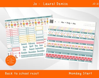 Jo Laurel Denise Planner, Printable (PDF, JPG, PNG)  Back to School Reset Weekly Sticker Kit J233