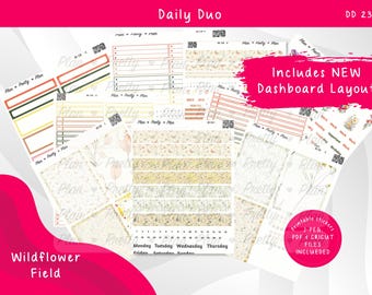 DAILY DUO Wildflower Field - For Erin Condren Planners, Printable Stickers Weekly, DD230