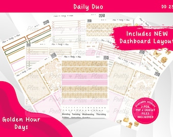 DAILY DUO Golden Hour Days - For Erin Condren Planners, Printable Stickers Weekly, DD231