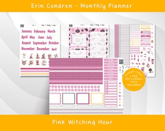 Monthly Kit for Erin Condren (PDF) Pink Witching Hour M300