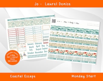 Jo Laurel Denise Planner, Printable (PDF, JPG, PNG)  Costal Escape Weekly Sticker Kit J232