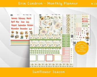 Monthly Kit for Erin Condren (PDF) Sunflower Season Stickers M234