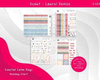 Coastal Calm Days Planner Stickers – Laurel Denise Weekly Kit (Digital Download)