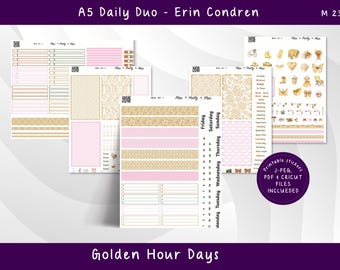 A5 Daily Duo Golden Hour Days Weekly Kit - Monthly Kit, Printable Planner Stickers A5DD 231