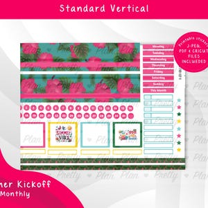 MONTHLY Summer Kickoff Kit - Summer Monthly Stickers for Erin Condren Planner, Planner Stickers Summer, Printable Monthly Kit-M124