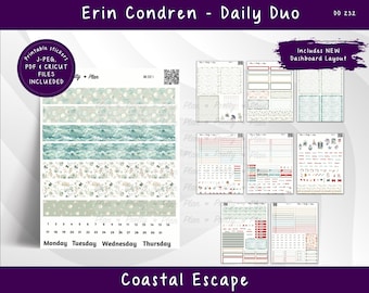 DAILY DUO Coastal Escape - For Erin Condren Planners, Printable Stickers Weekly, DD232