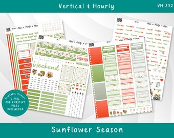 Vertical and Hourly for Erin Condren (PDF) Sunflower Season