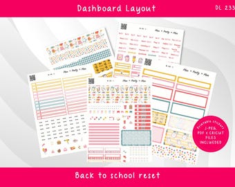 DASHBOARD LAYOUT  Back to school reset - PRINTABLE Weekly Stickers for Erin Condren Planner, DL233