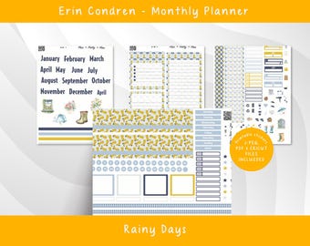 Monthly Kit for Erin Condren (PDF) Rainy Days M 301