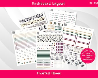 DASHBOARD LAYOUT  Haunted Home - PRINTABLE Weekly Stickers for Erin Condren Planner, DL239