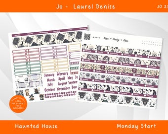 Jo Laurel Denise Planner, Printable (PDF, JPG, PNG) Haunted House Weekly Sticker Kit J239