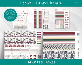 SCOUT LAUREL DENISE (Large) 239 Haunted House Reset Weekly Kit - Monthly Kit, Printable Planner Stickers